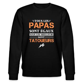 Meilleur Tatoueur cadeau homme meilleur papa - Sweat bio CHANGER Stanley/Stella Unisexe - noir - Devant - Nik (191cm) & Marisol (170cm)