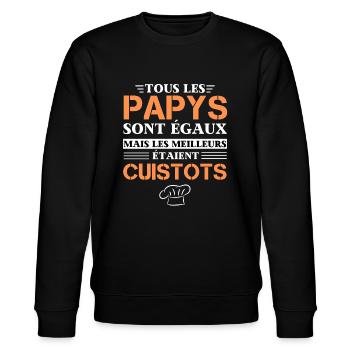 Humour Papy Cuistots Cadeau Cuisinier Papi - Sweat bio CHANGER Stanley/Stella Unisexe - noir - Devant - Nik (191cm) & Marisol (170cm)