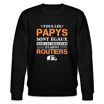 Routier Papy Cadeau Chauffeurs Routiers t-shirt - Sweat bio CHANGER Stanley/Stella Unisexe - noir - Devant - Nik (191cm) & Marisol (170cm)