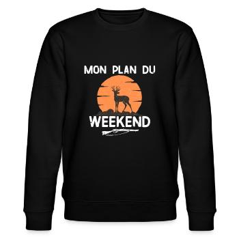 t-shirt humour chasse mon plan cadeau chasseur - Sweat bio CHANGER Stanley/Stella Unisexe - noir - Devant - Nik (191cm) & Marisol (170cm)