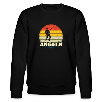 Angler Geschenkidee Hobby Angeln - Stanley/Stella Unisex Bio-Sweatshirt CHANGER  - Schwarz - Vorne - Nik (191cm) & Marisol (170cm)
