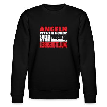 Angler Geschenkidee Hobby Angeln - Stanley/Stella Unisex Bio-Sweatshirt CHANGER  - Schwarz - Vorne - Nik (191cm) & Marisol (170cm)