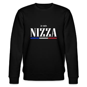 Je Suis Nizza Stadt Frankreich Flagge - Stanley/Stella Unisex Bio-Sweatshirt CHANGER  - Schwarz - Vorne - Nik (191cm) & Marisol (170cm)