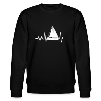 Segeln Segelschiff Segelboot Herzschlag Puls - Stanley/Stella Unisex Bio-Sweatshirt CHANGER  - Schwarz - Vorne - Nik (191cm) & Marisol (170cm)