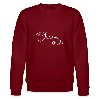 Fisch Jesus schön dezent - Stanley/Stella Unisex Bio-Sweatshirt CHANGER  - Burgunderrot - Vorne - Nik (191cm) & Marisol (170cm)