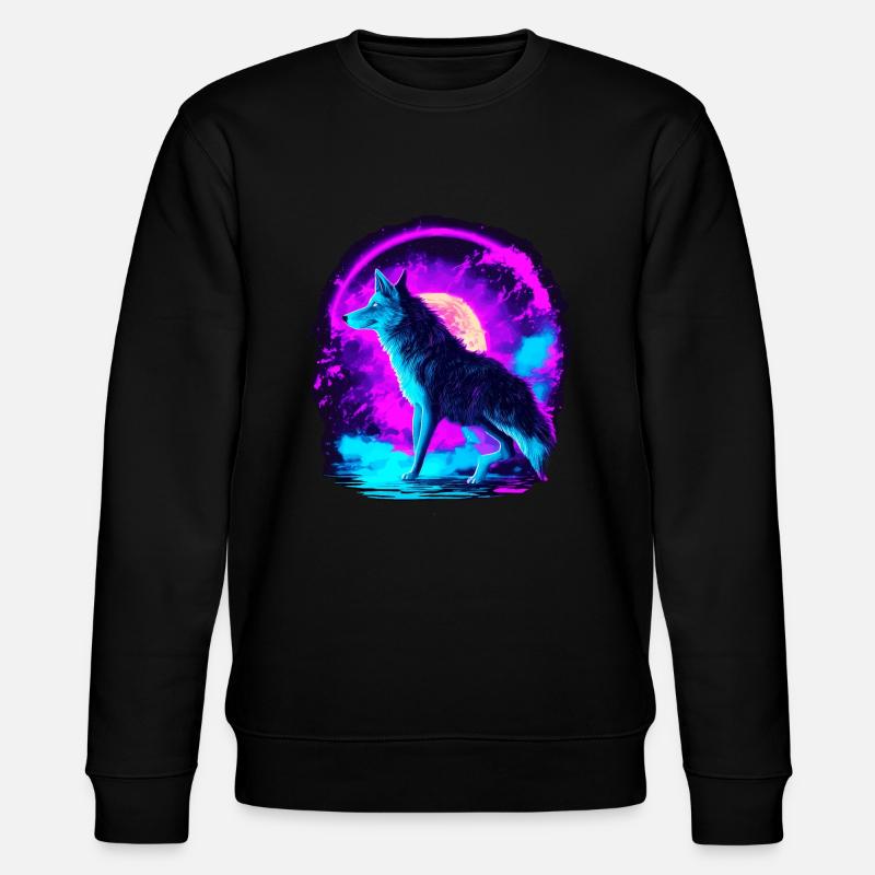 Wolf Neon Illustration Synthwave Art - Sweat bio CHANGER Stanley/Stella Unisexe - noir