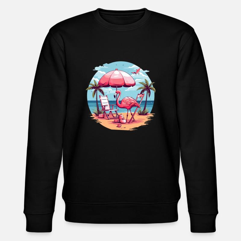 Flamingo on the beach - Stanley/Stella CHANGER Unisex Organic Sweatshirt - black