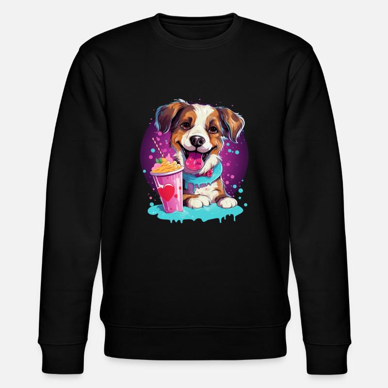 Hund trinkt Milchshake - Stanley/Stella Unisex Bio-Sweatshirt CHANGER - Schwarz