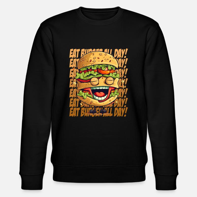 Burger cool avec le slogan « Eat Burger all Day » - Sweat bio CHANGER Stanley/Stella Unisexe - noir