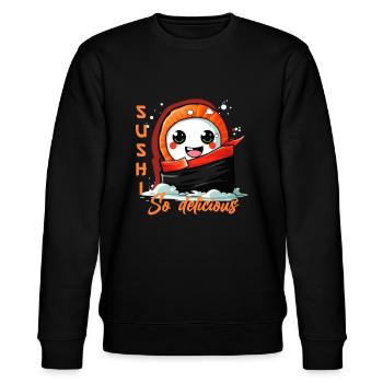 Leckeres Sushi Ninja Asia Food - Stanley/Stella Unisex Bio-Sweatshirt CHANGER  - Schwarz - Vorne - Nik (191cm) & Marisol (170cm)