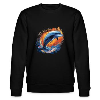 Delphin im Sprung - Stanley/Stella Unisex Bio-Sweatshirt CHANGER  - Schwarz - Vorne - Nik (191cm) & Marisol (170cm)