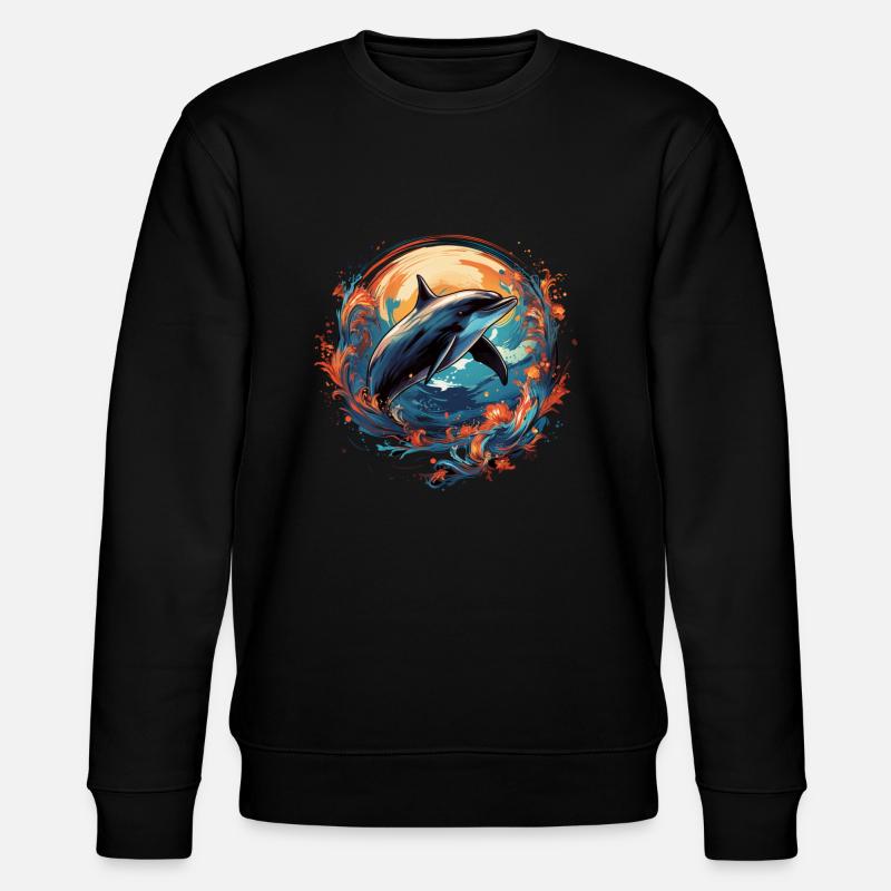 Delphin mit Wellen - Stanley/Stella Unisex Bio-Sweatshirt CHANGER  - Schwarz