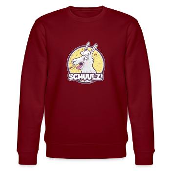 rülpsendes Lama Schulz Spruch lustiges Alpaka - Stanley/Stella Unisex Bio-Sweatshirt CHANGER  - Burgunderrot - Vorne - Nik (191cm) & Marisol (170cm)