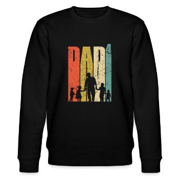 Dad hoch 4 Vater 4 Kinder vierfacher Papa Geschenk - Stanley/Stella Unisex Bio-Sweatshirt CHANGER  - Schwarz - Vorne - Nik (191cm) & Marisol (170cm)