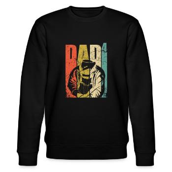 Schweißer Papa Geschenk 4 Kinder Dad hoch 4 - Stanley/Stella Unisex Bio-Sweatshirt CHANGER  - Schwarz - Vorne - Nik (191cm) & Marisol (170cm)