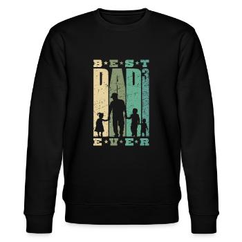 Best Dad Ever Vater 3 Kinder dreifacher Papa - Stanley/Stella Unisex Bio-Sweatshirt CHANGER  - Schwarz - Vorne - Nik (191cm) & Marisol (170cm)