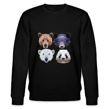 Polygon Bären Braunbär Schwarzbär Eisbär Pandabär - Stanley/Stella Unisex Bio-Sweatshirt CHANGER  - Schwarz - Vorne - Nik (191cm) & Marisol (170cm)