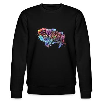 Säbelzahntiger - Stanley/Stella Unisex Bio-Sweatshirt CHANGER  - Schwarz - Vorne - Nik (191cm) & Marisol (170cm)