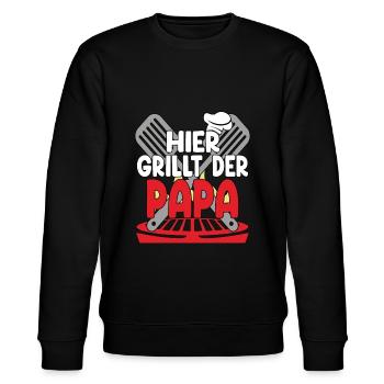 Hier Grillt Der Papa - Stanley/Stella Unisex Bio-Sweatshirt CHANGER  - Schwarz - Vorne - Nik (191cm) & Marisol (170cm)