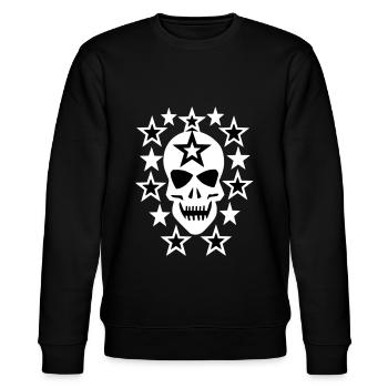 Totenkopf Schädel Zuckerschädel 5 - Stanley/Stella Unisex Bio-Sweatshirt CHANGER  - Schwarz - Vorne - Nik (191cm) & Marisol (170cm)