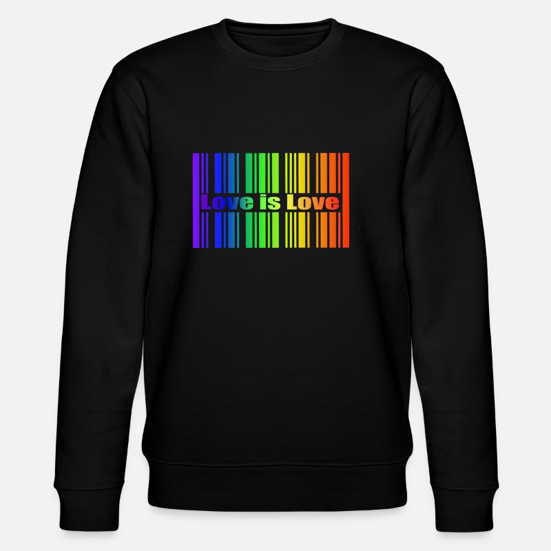 Regenbogen Strichcode, Love is Love - Stanley/Stella Unisex Bio-Sweatshirt CHANGER  - Schwarz