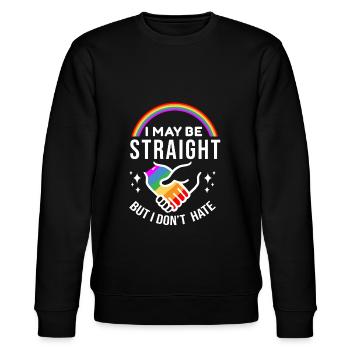I May Be Straight But I Don't Hate LGBT Geschenk - Stanley/Stella Unisex Bio-Sweatshirt CHANGER  - Schwarz - Vorne - Nik (191cm) & Marisol (170cm)