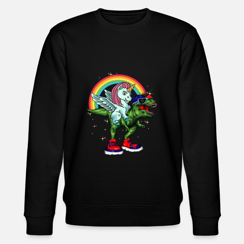 Einhorn reitet T-Rex Junge Mädchen Kinder Geschenk - Stanley/Stella Unisex Bio-Sweatshirt CHANGER - Schwarz