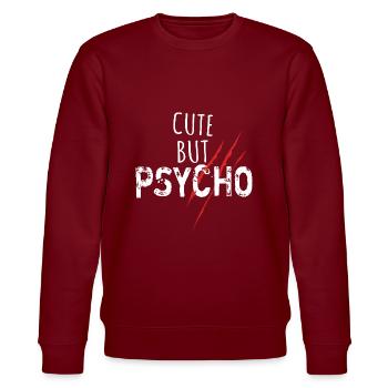 Cute but psycho - Spruch - Stanley/Stella Unisex Bio-Sweatshirt CHANGER  - Burgunderrot - Vorne - Nik (191cm) & Marisol (170cm)