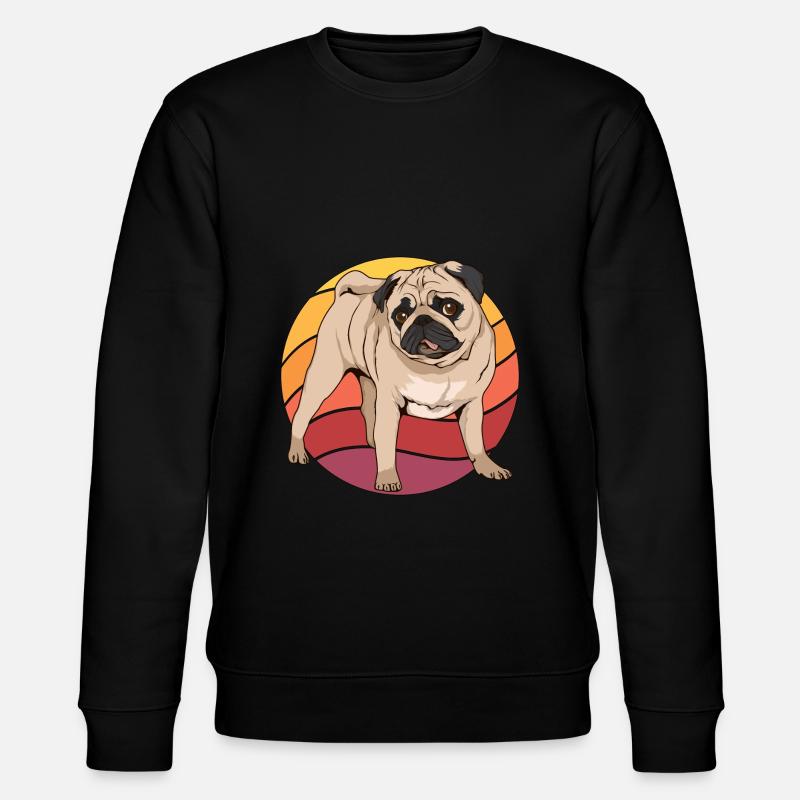 Mops Pug Retro Sunset - Stanley/Stella Unisex Bio-Sweatshirt CHANGER  - Schwarz
