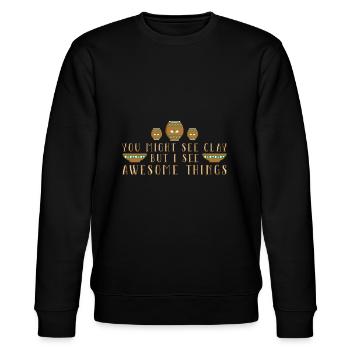 Töpfern Töpfer Keramik - Stanley/Stella Unisex Bio-Sweatshirt CHANGER  - Schwarz - Vorne - Nik (191cm) & Marisol (170cm)