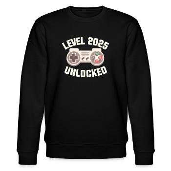 Level 2025 Unlocked - Stanley/Stella Unisex Bio-Sweatshirt CHANGER  - Schwarz - Vorne - Nik (191cm) & Marisol (170cm)