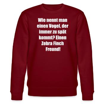 Zebra Finch Uhr Geschenk - Stanley/Stella Unisex Bio-Sweatshirt CHANGER  - Burgunderrot - Vorne - Nik (191cm) & Marisol (170cm)