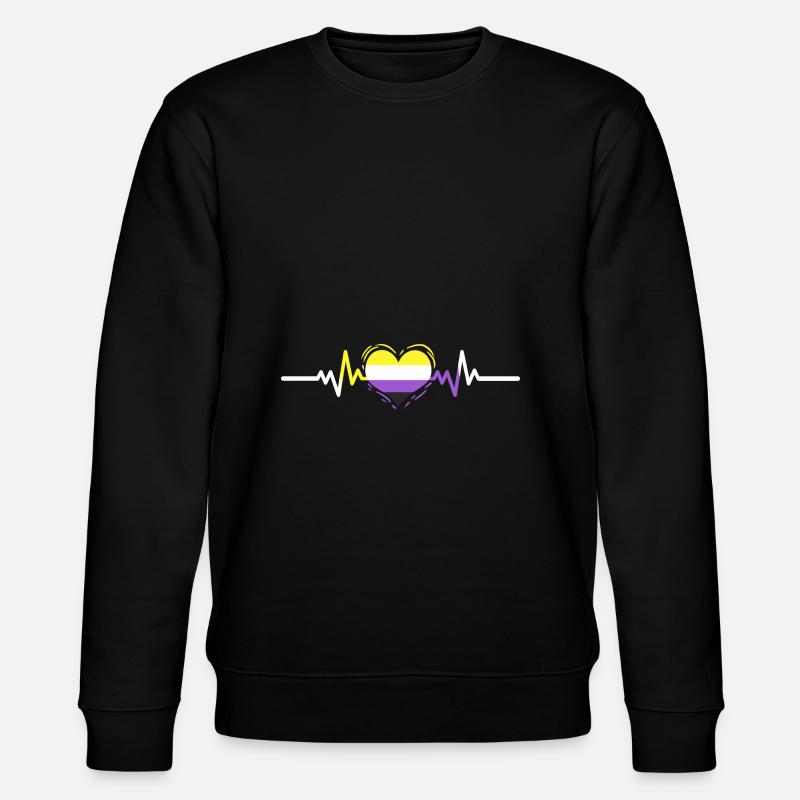 Nonbinary Pride Heartbeat Nonbinary Pride - Stanley/Stella CHANGER Unisex Organic Sweatshirt - black