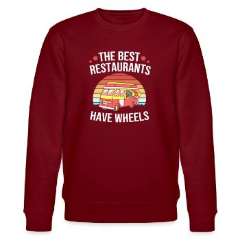 Imbiss Food Truck - Stanley/Stella Unisex Bio-Sweatshirt CHANGER  - Burgunderrot - Vorne - Nik (191cm) & Marisol (170cm)