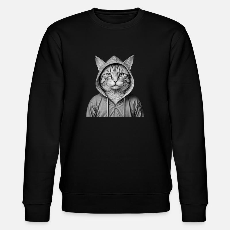 Coole Katze mit Kapuzenpullover - Stanley/Stella Unisex Bio-Sweatshirt CHANGER  - Schwarz