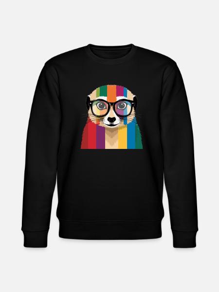 Erdmännchen Brille Bunt Cool - Stanley/Stella Unisex Bio-Sweatshirt CHANGER  - Schwarz