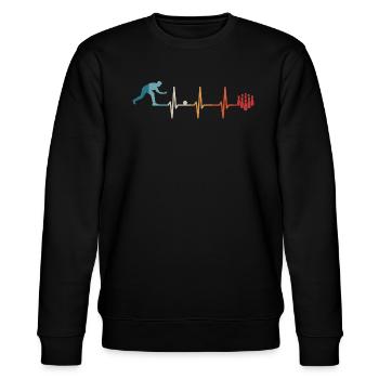Kegeln Kegler Kegel Herzschlag Kegelbahn Kegeltour - Stanley/Stella Unisex Bio-Sweatshirt CHANGER  - Schwarz - Vorne - Nik (191cm) & Marisol (170cm)