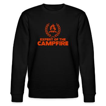 Experte für Camping-Experten am Lagerfeuer - Stanley/Stella Unisex Bio-Sweatshirt CHANGER  - Schwarz - Vorne - Nik (191cm) & Marisol (170cm)
