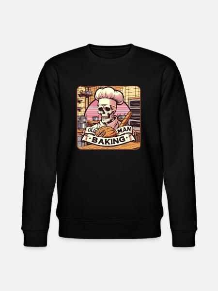 Gammel mand bagekranie med bagerhat med brød - Stanley/Stella økologisk unisex-sweatshirt CHANGER - sort
