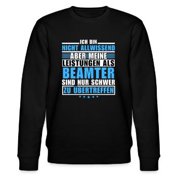 Unübertroffene Leistung als Beamter - Stanley/Stella Unisex Bio-Sweatshirt CHANGER  - Schwarz - Vorne - Nik (191cm) & Marisol (170cm)