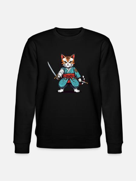 Samurai-Katze - Stanley/Stella Unisex Bio-Sweatshirt CHANGER - Schwarz