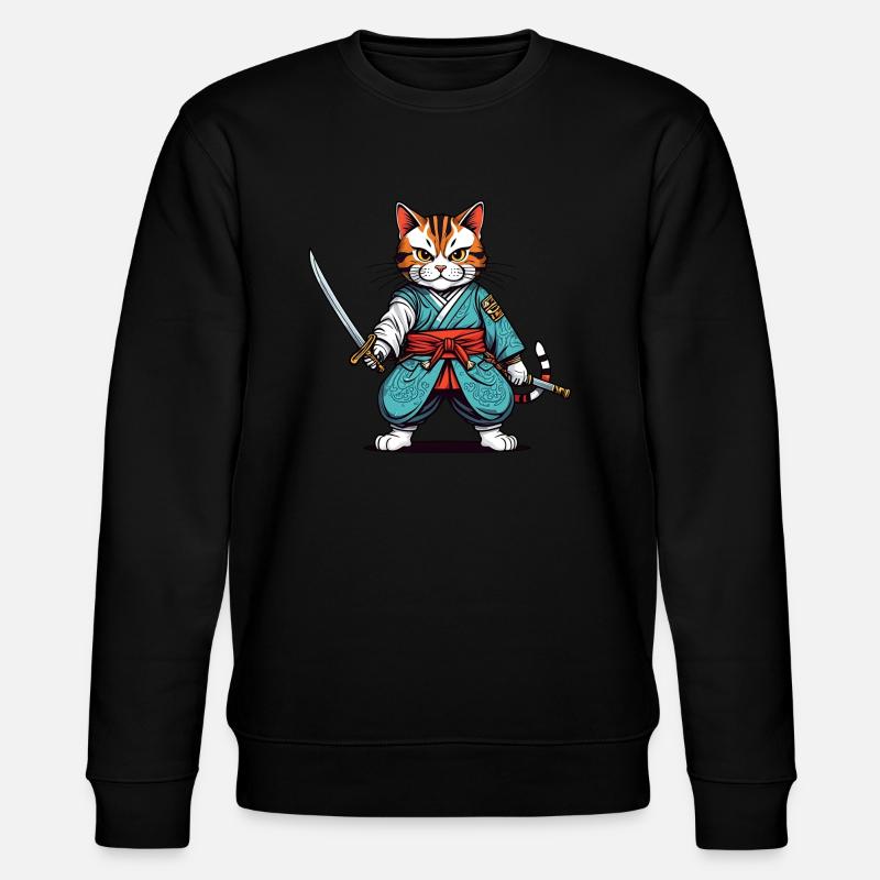 Samurai cat - Stanley/Stella CHANGER Unisex Organic Sweatshirt - black