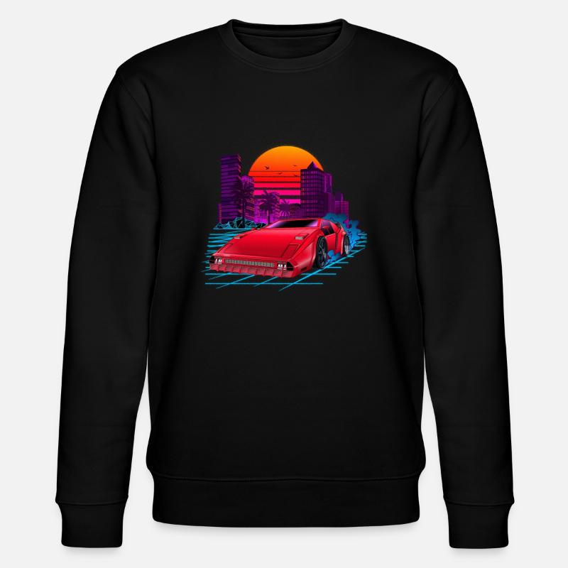 80s Synthwave Retro Car - Stanley/Stella Unisex Bio-Sweatshirt CHANGER  - Schwarz