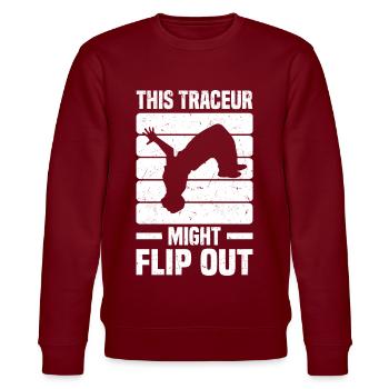 Parkour Sayings - Stanley/Stella CHANGER Unisex Organic Sweatshirt - burgundy - Front - Nik (191cm) & Marisol (170cm)