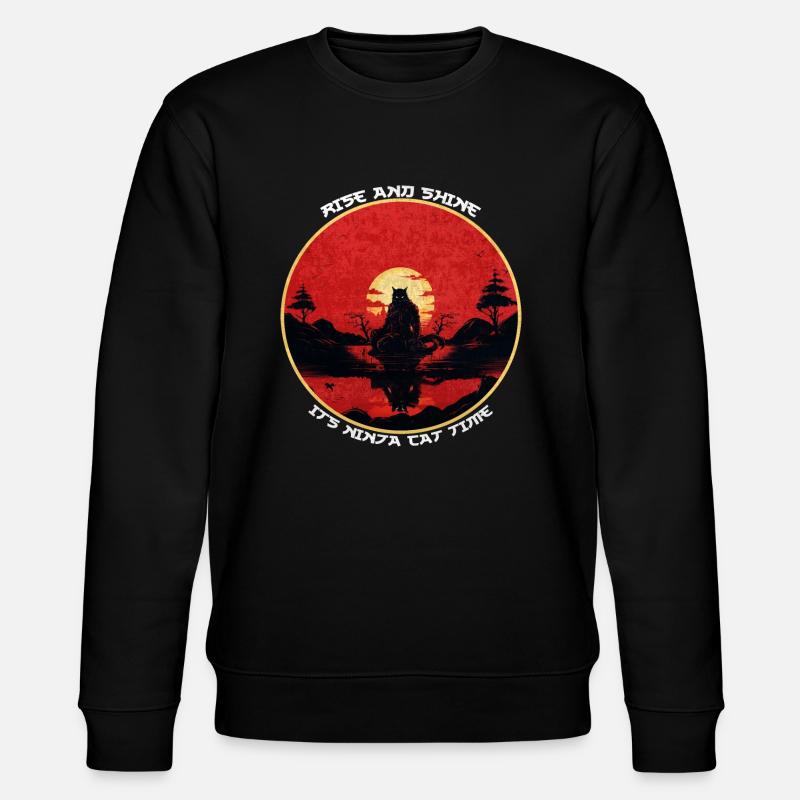 Ninja Black Cat Retro - Stanley/Stella CHANGER Unisex Organic Sweatshirt - black