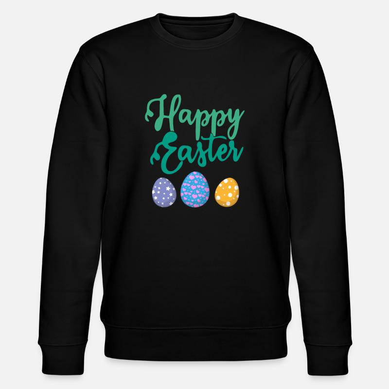 Happy Easter Funny Easter Rabbit Easter Eggs - Stanley/Stella CHANGER Unisex Organic Sweatshirt - black