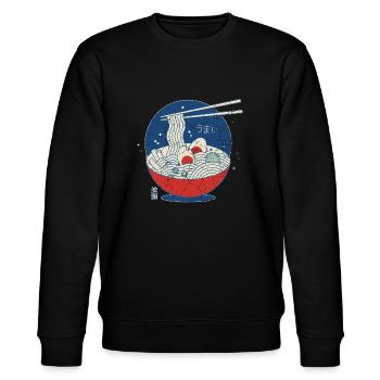 Great Ramen Wave / Great Ramen Wave Jahrgang/ Lebensmittel - Stanley/Stella Unisex Bio-Sweatshirt CHANGER  - Schwarz - Vorne - Nik (191cm) & Marisol (170cm)