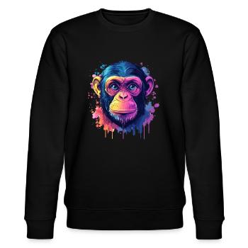Psychedelischer Affe mit leuchtenden Farben - Stanley/Stella Unisex Bio-Sweatshirt CHANGER  - Schwarz - Vorne - Nik (191cm) & Marisol (170cm)