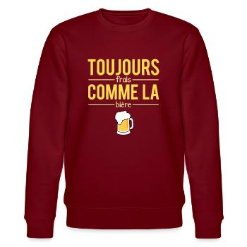 Toujours Frais Comme La Bière Pression Humour - Sweat bio CHANGER Stanley/Stella Unisexe - bordeaux - Devant - Nik (191cm) & Marisol (170cm)
