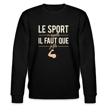 Le sport m'appelle il faut que je file coach - Sweat bio CHANGER Stanley/Stella Unisexe - noir - Devant - Nik (191cm) & Marisol (170cm)